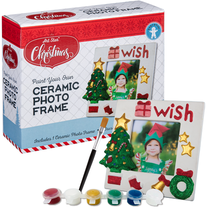 Light Gray Art Star Christmas Paint Your Own Ceramic Photo Frame Kit Kids Activites