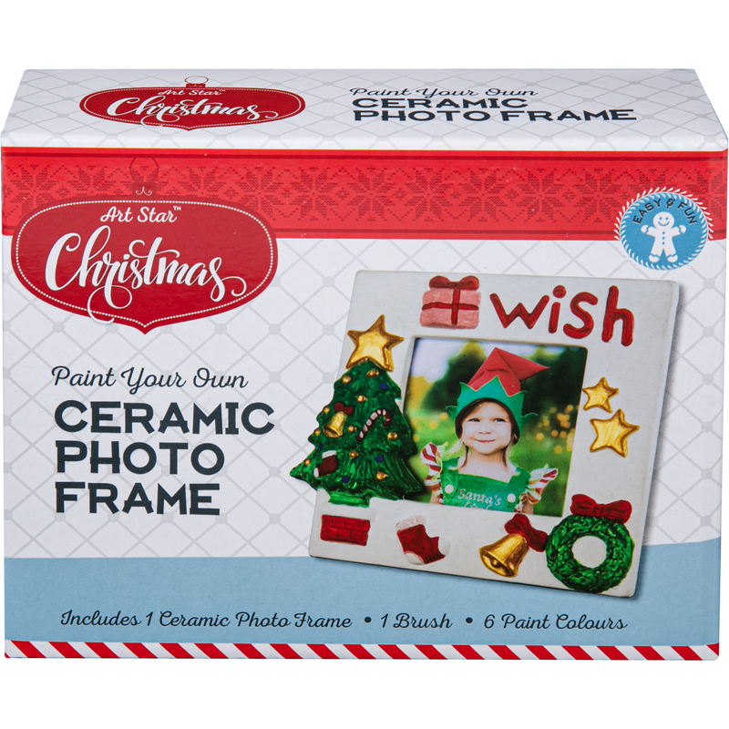 Light Gray Art Star Christmas Paint Your Own Ceramic Photo Frame Kit Kids Activites