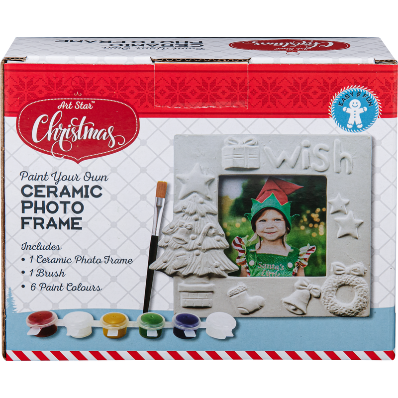 Light Gray Art Star Christmas Paint Your Own Ceramic Photo Frame Kit Kids Activites