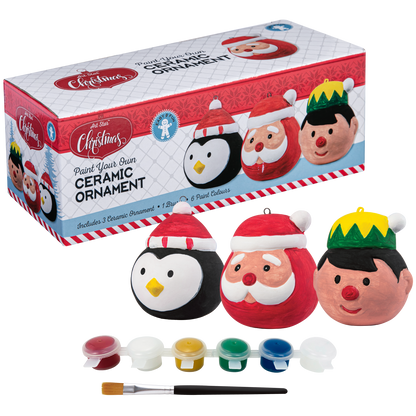 Light Gray Art Star Christmas Paint Your Own Ceramic Character Ornament Kit Kids Activites