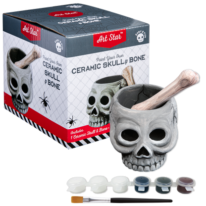 Light Gray Art Star Halloween Paint Your Own Ceramic Skull and Bone Cruicible (11.1 x 13.5 x 9.2cm) Kids Activites