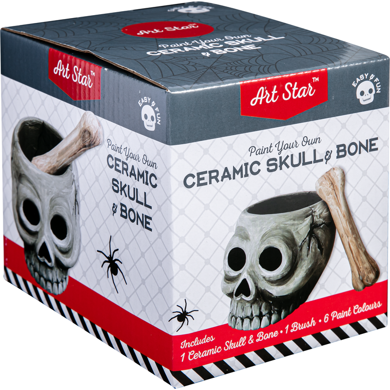 Dark Slate Gray Art Star Halloween Paint Your Own Ceramic Skull and Bone Cruicible (11.1 x 13.5 x 9.2cm) Kids Activites