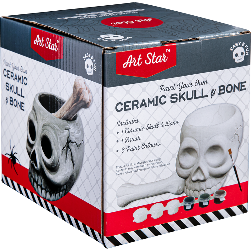 Dark Slate Gray Art Star Halloween Paint Your Own Ceramic Skull and Bone Cruicible (11.1 x 13.5 x 9.2cm) Kids Activites