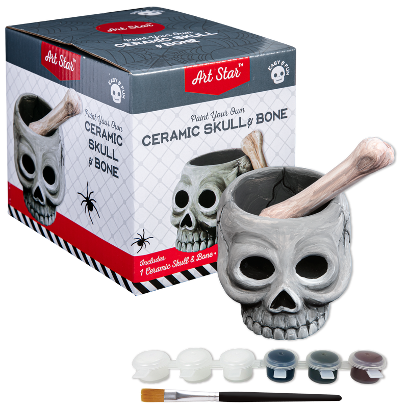 Light Gray Art Star Halloween Paint Your Own Ceramic Skull and Bone Cruicible (11.1 x 13.5 x 9.2cm) Kids Activites