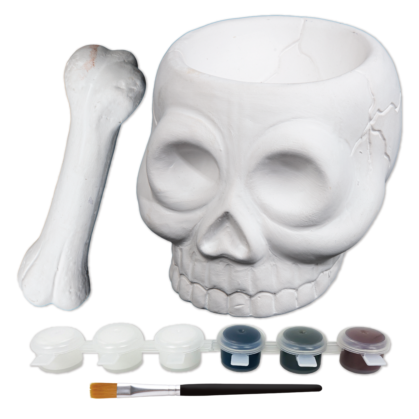 Light Gray Art Star Halloween Paint Your Own Ceramic Skull and Bone Cruicible (11.1 x 13.5 x 9.2cm) Kids Activites