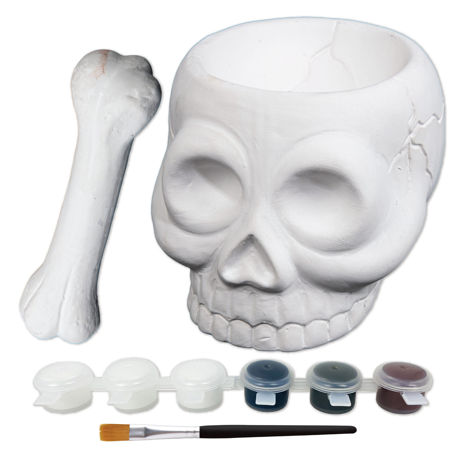 Light Gray Art Star Halloween Paint Your Own Ceramic Skull and Bone Cruicible (11.1 x 13.5 x 9.2cm) Kids Activites