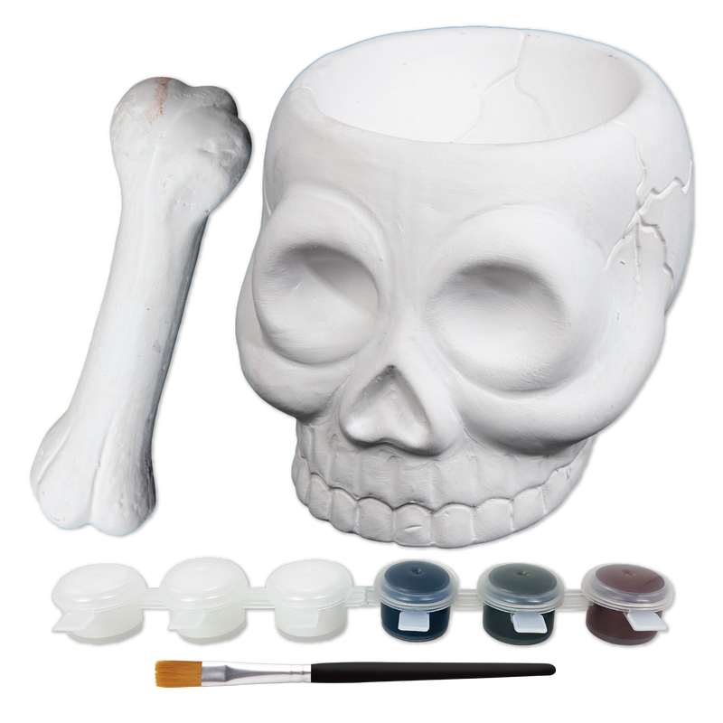 Light Gray Art Star Halloween Paint Your Own Ceramic Skull and Bone Cruicible (11.1 x 13.5 x 9.2cm) Kids Activites