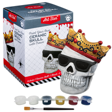 Light Gray Art Star Halloween Paint Your Own Ceramic Skull with Crown Decoration (15.2 x 11.2 x 12.1cm) Kids Activites