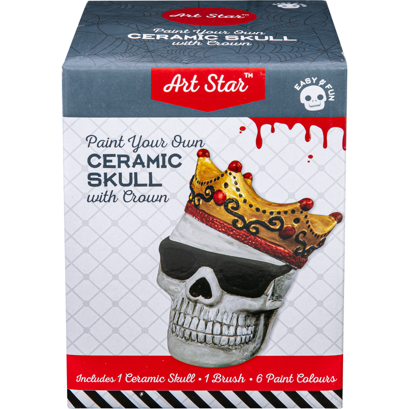 Dark Slate Gray Art Star Halloween Paint Your Own Ceramic Skull with Crown Decoration (15.2 x 11.2 x 12.1cm) Kids Activites