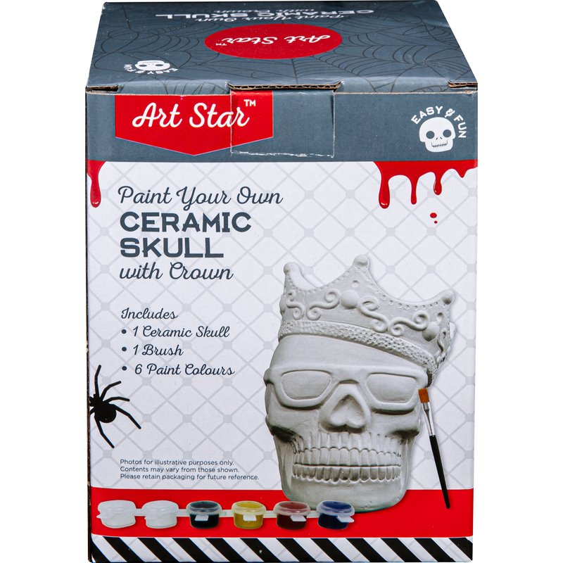 Dark Slate Gray Art Star Halloween Paint Your Own Ceramic Skull with Crown Decoration (15.2 x 11.2 x 12.1cm) Kids Activites