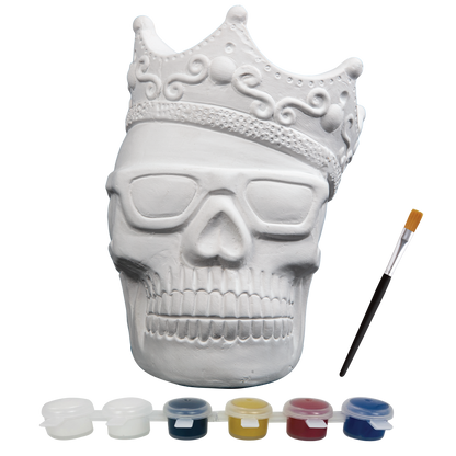 Gray Art Star Halloween Paint Your Own Ceramic Skull with Crown Decoration (15.2 x 11.2 x 12.1cm) Kids Activites
