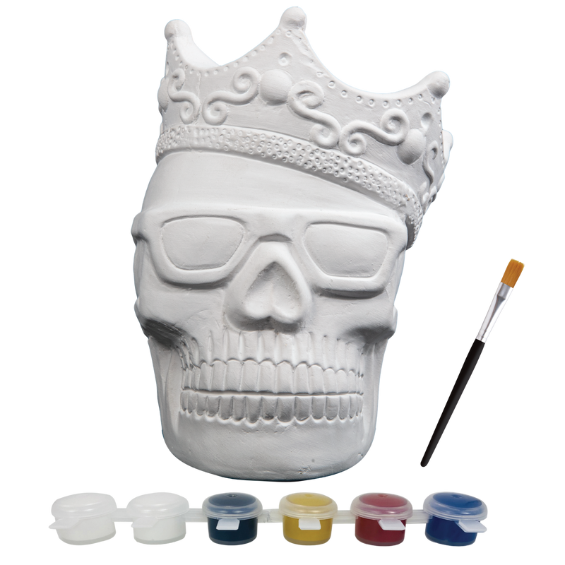 Gray Art Star Halloween Paint Your Own Ceramic Skull with Crown Decoration (15.2 x 11.2 x 12.1cm) Kids Activites