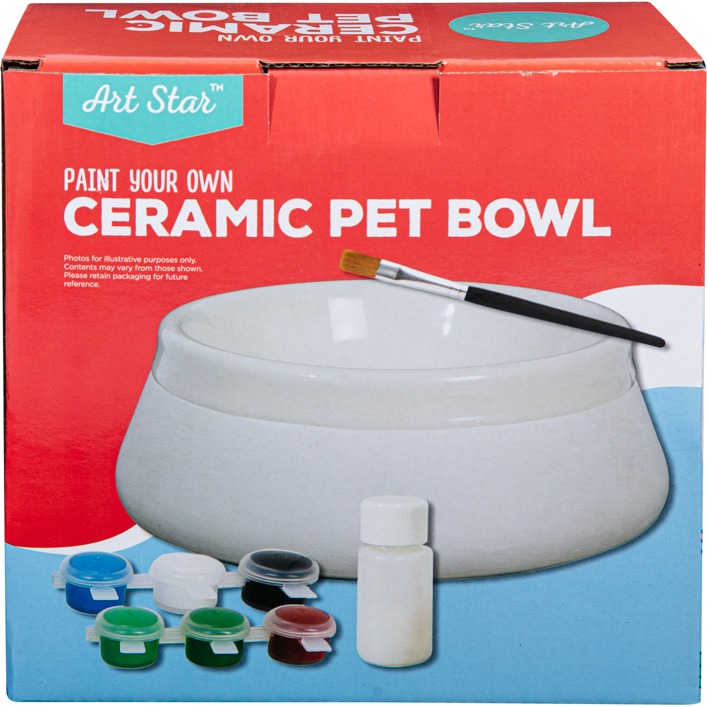 Gray Art Star Paint Your Own Ceramic Pet Bowl (17.8 x 17.8 x 6.5cm) Kids Activites