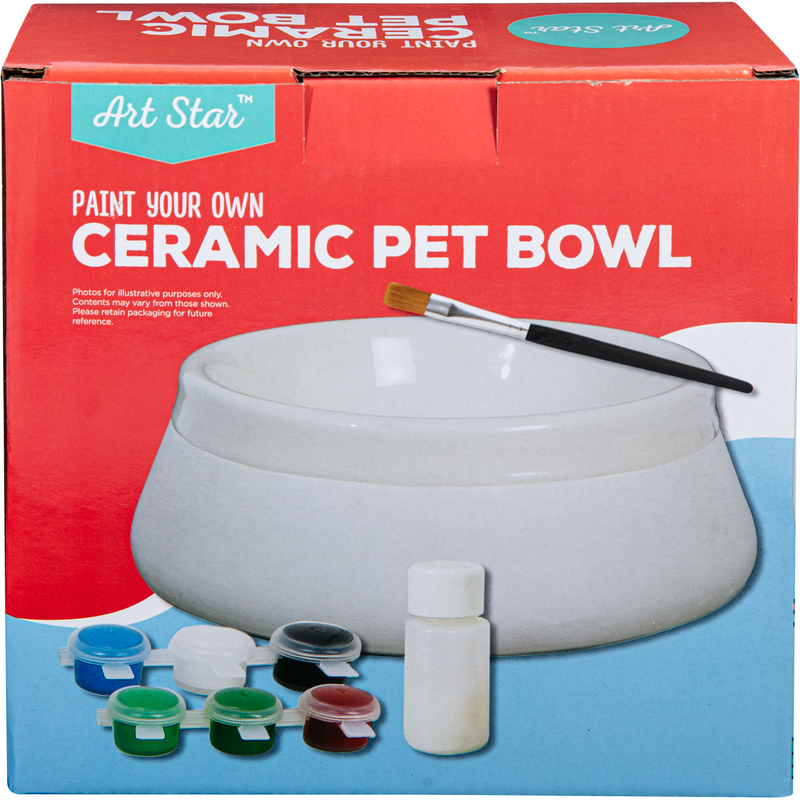 Gray Art Star Paint Your Own Ceramic Pet Bowl (17.8 x 17.8 x 6.5cm) Kids Activites