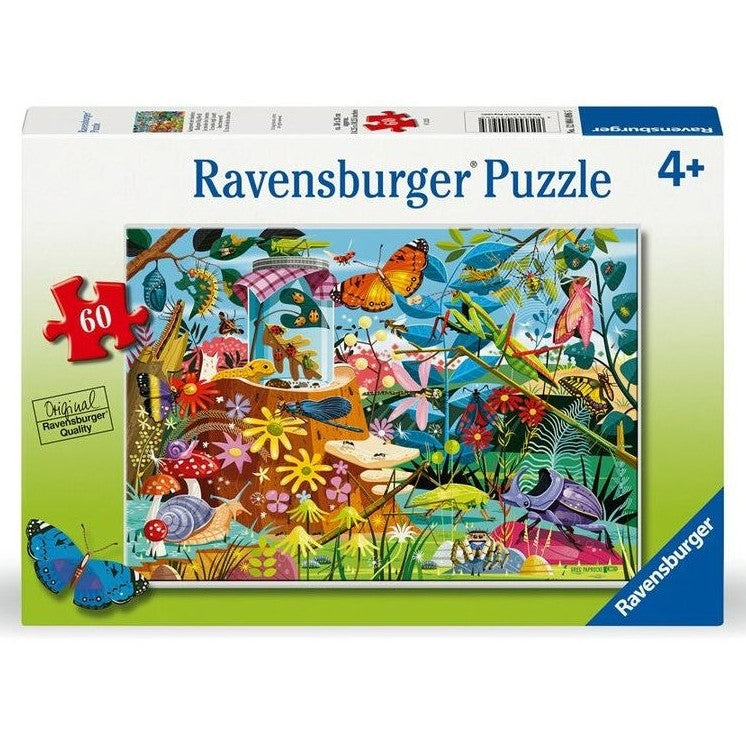 Ravensburger 60-piece jigsaw puzzle box with colorful backyard bug illustration