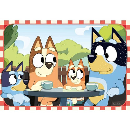 Ravensburger jigsaw puzzle panel, cartoon dogs seated at table with mugs