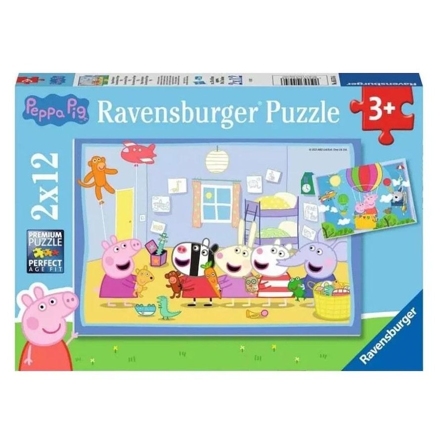 Kids jigsaw puzzle box, Peppa Pig adventure scene, 2x12 pieces