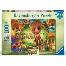 Ravensburger Marvel Groot 100-piece jigsaw puzzle box with tree baby character art