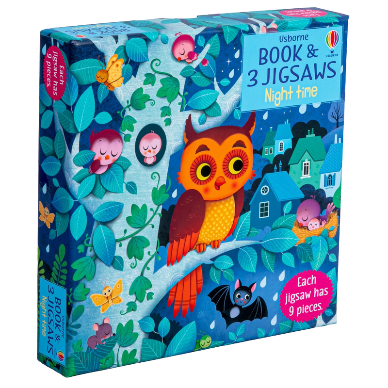 Rosy Brown Usborne Book & 3 Jigsaw Puzzles - Night time Kids Activities