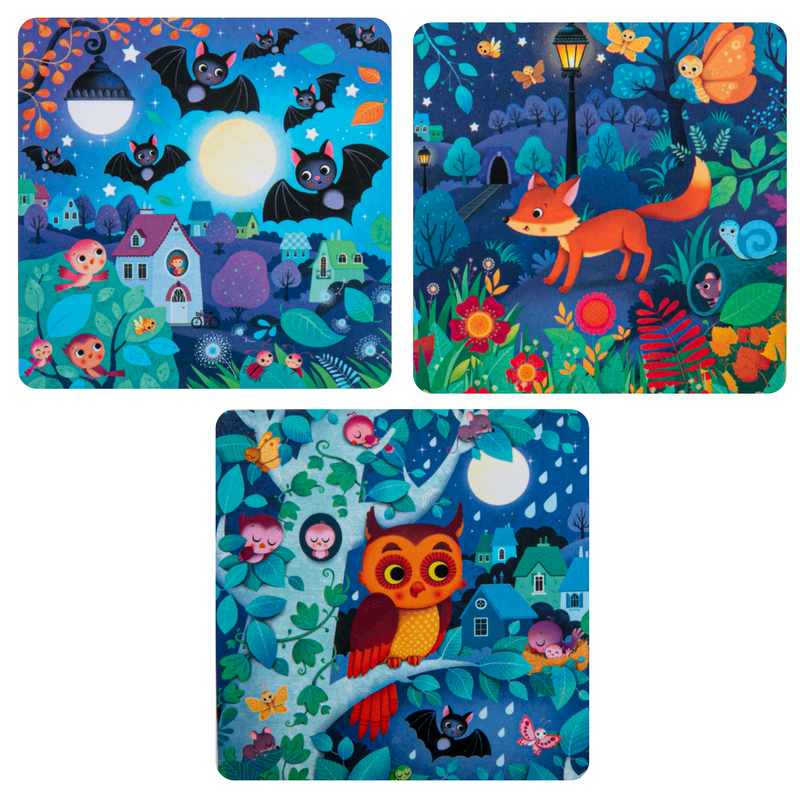 Dark Cyan Usborne Book & 3 Jigsaw Puzzles - Night time Kids Activities