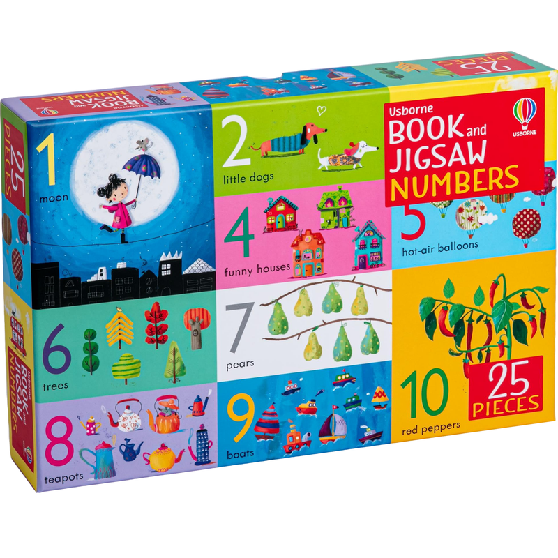 Dark Cyan Usborne Book and 25 Piece Jigsaw Numbers Kids Activities