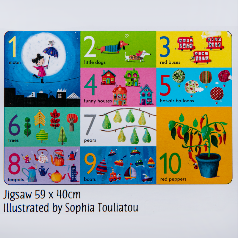 Light Gray Usborne Book and 25 Piece Jigsaw Numbers Kids Activities