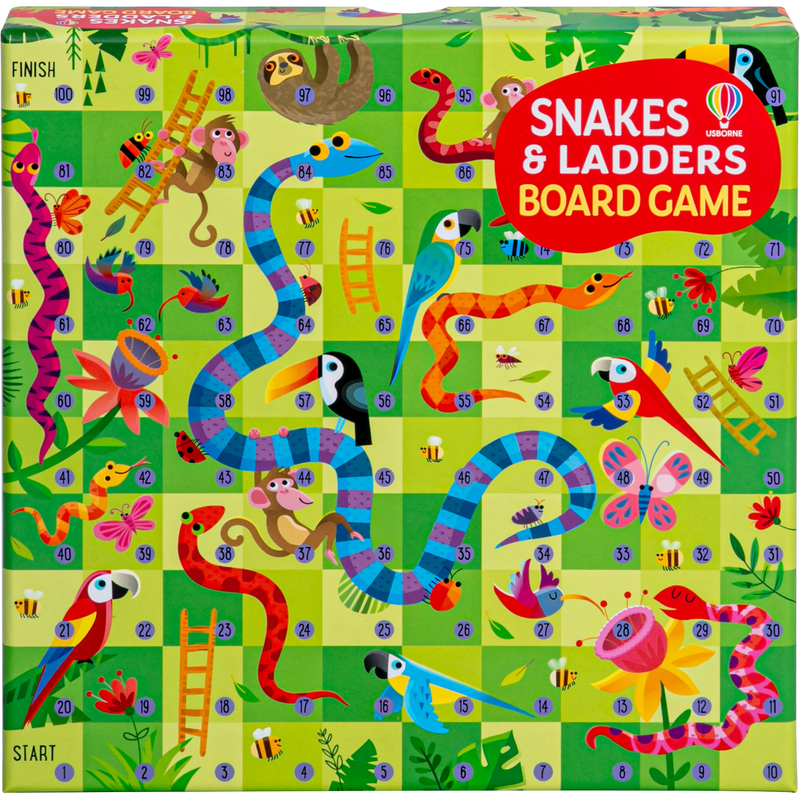 Dark Khaki Rainforest-Themed Snakes and Ladders Game Kids Activities