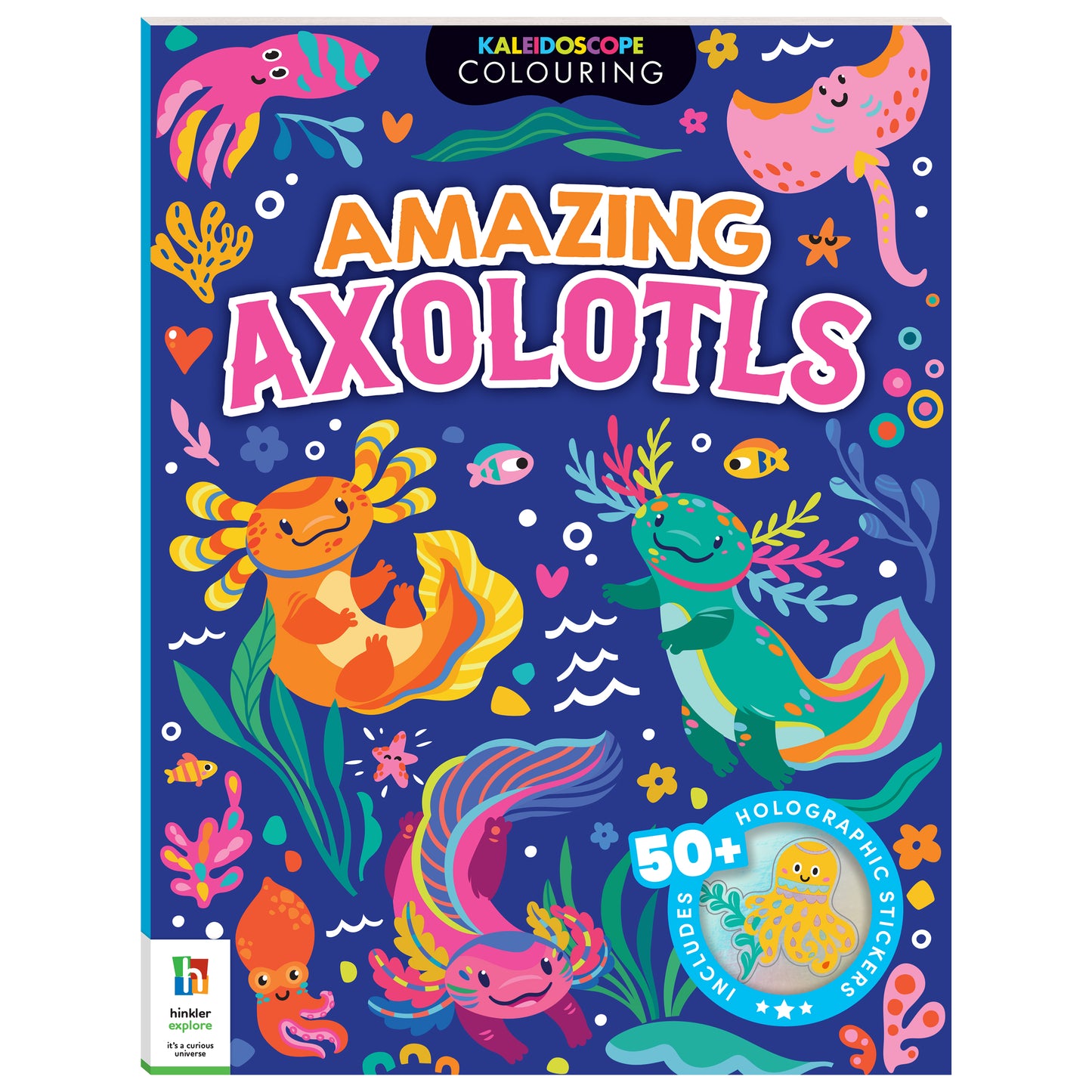 Dark Slate Blue Kaleidoscope Sticker Colouring - Axolotls Kids Craft Kits