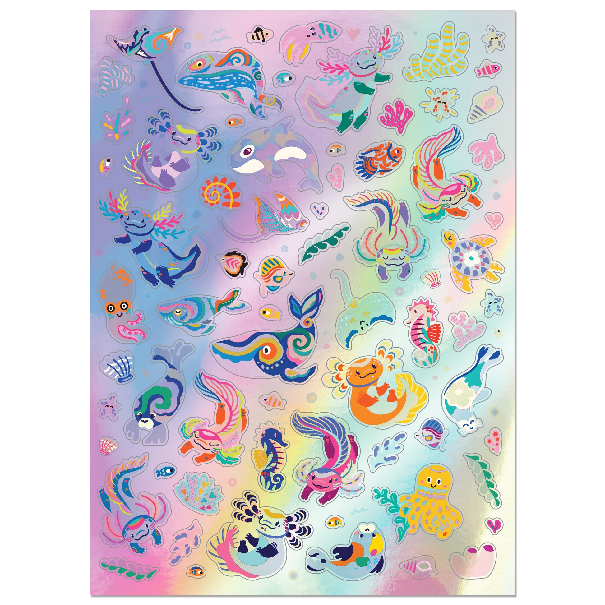 Gray Kaleidoscope Sticker Colouring - Axolotls Kids Craft Kits