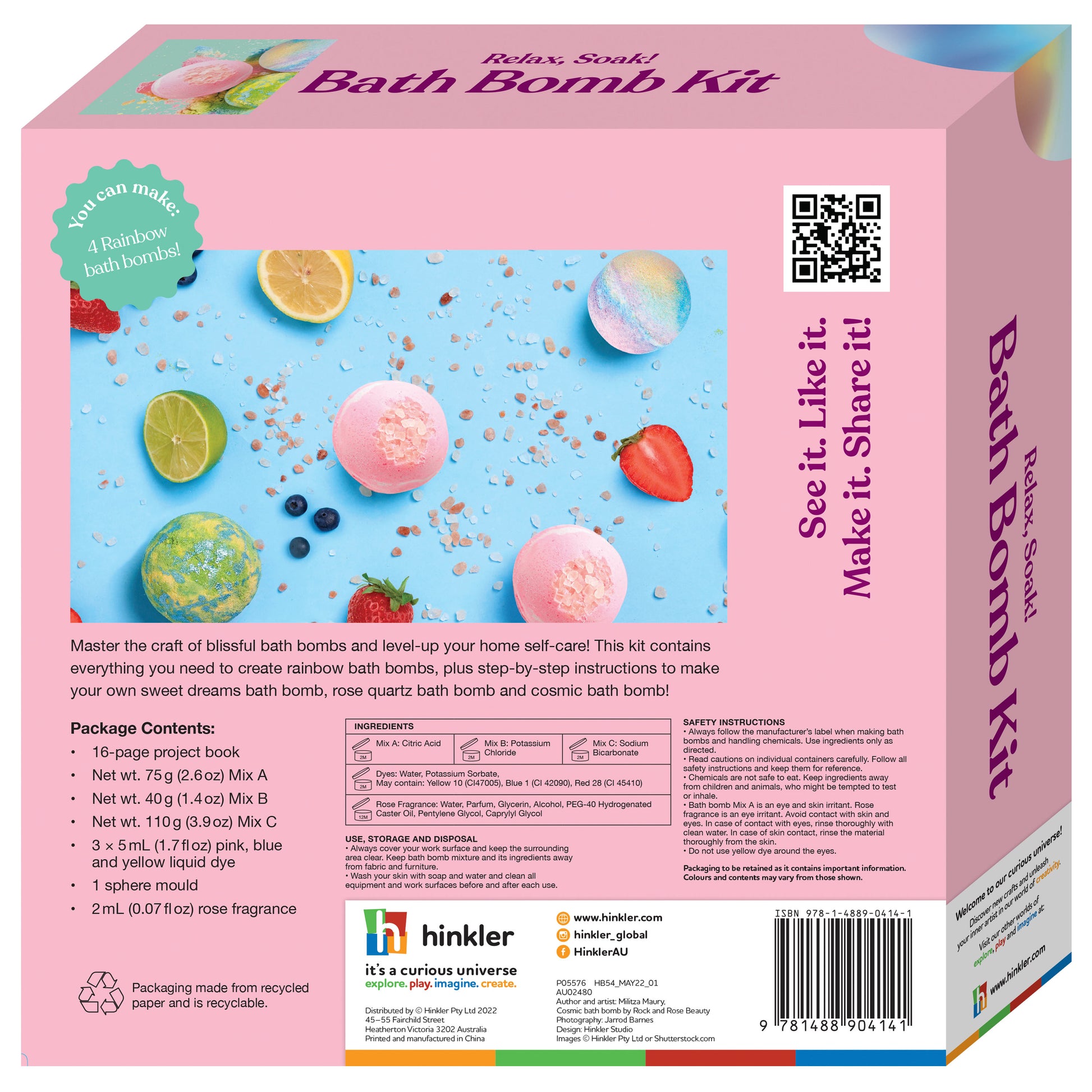 Light Pink Oh My Craft Relax Soak Bath Bomb Kit