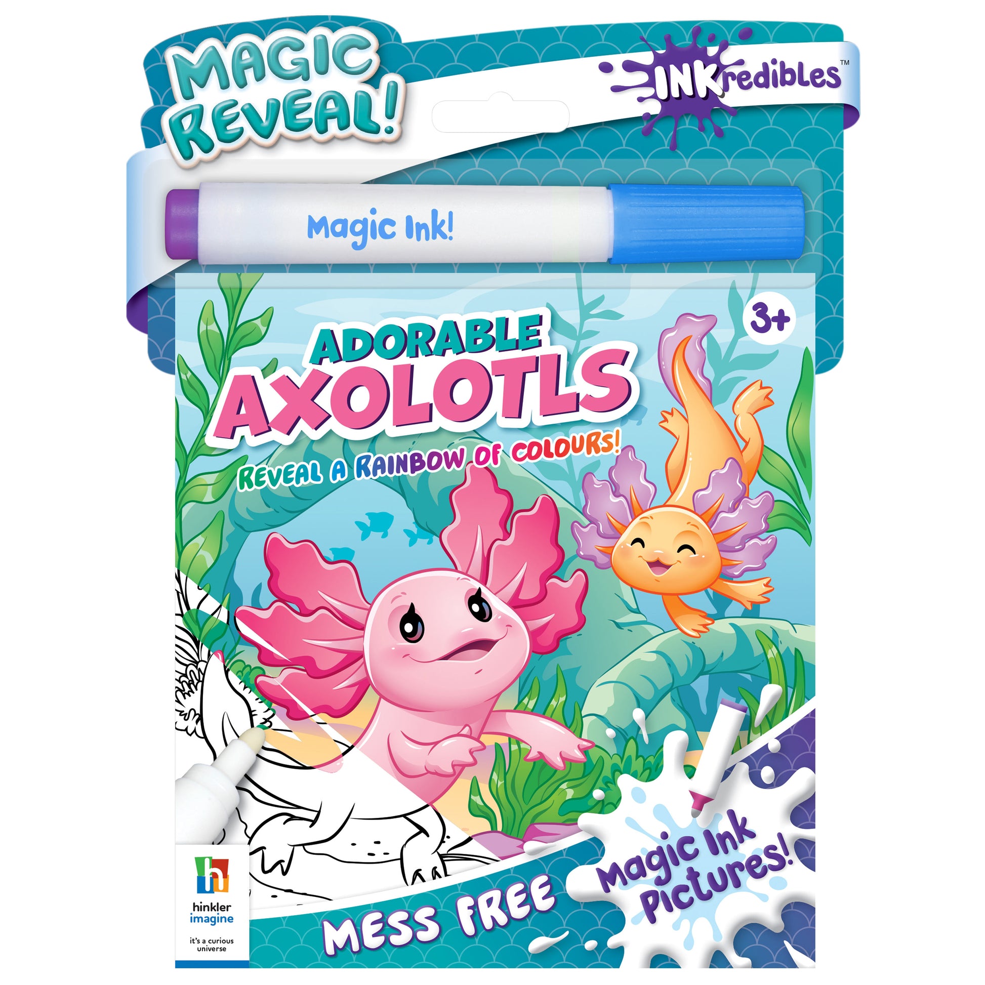 Dark Cyan Inkredibles Adorable Axolotls Magic Ink Pictures Kids Activities