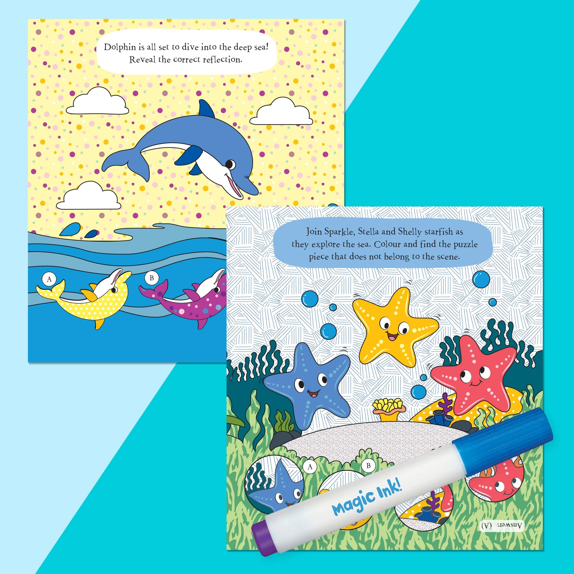 Dark Turquoise Inkredibles Adorable Axolotls Magic Ink Pictures Kids Activities