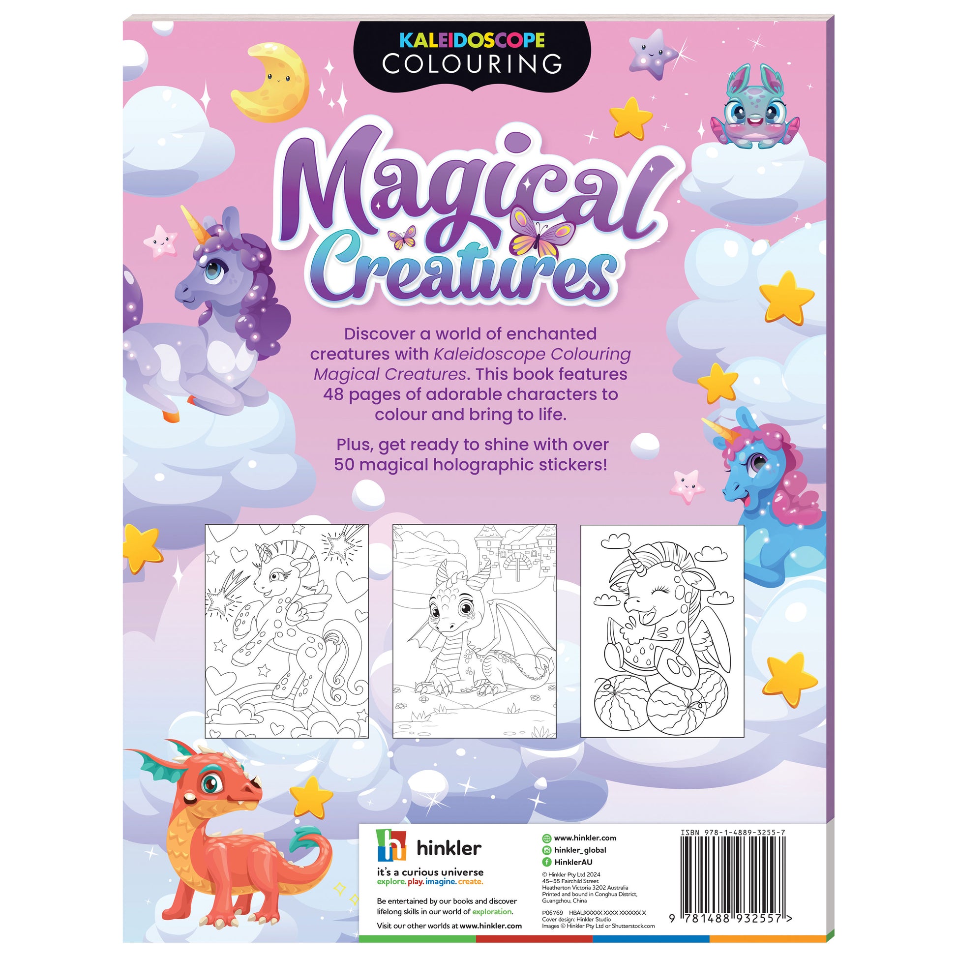 White Smoke Kaleidoscope Sticker Colouring - Magic Creatures Kids Craft Kits