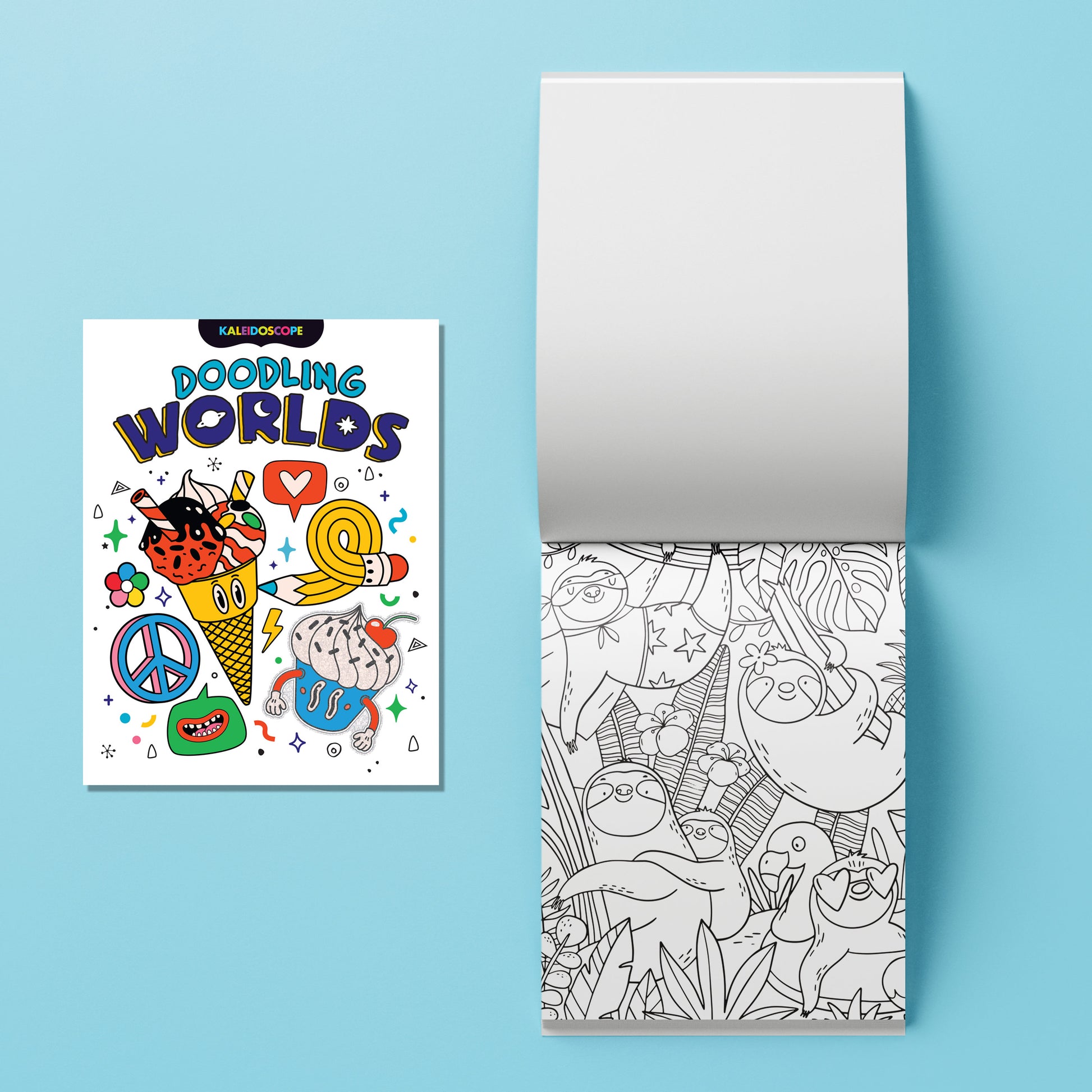 Light Blue Kaleidoscope Colouring Doodling Worlds Kids Activities