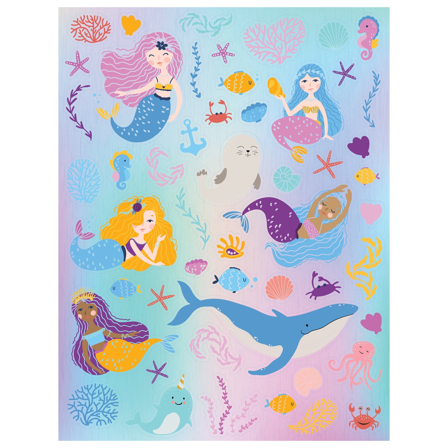 Light Steel Blue Kaleidoscope Sticker Colouring - Magic Mermaid Kids Craft Kits