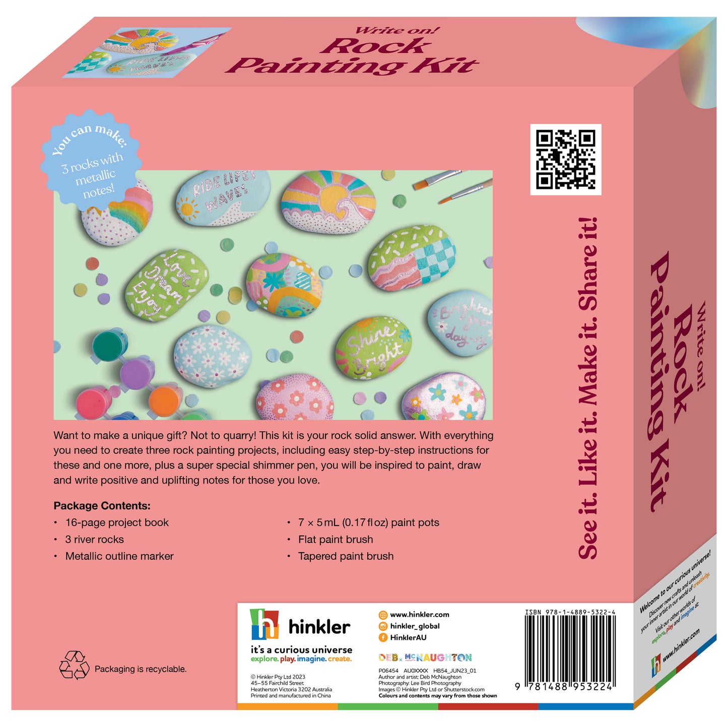 Light Salmon Oh My Craft Write On Rock Painting Kit