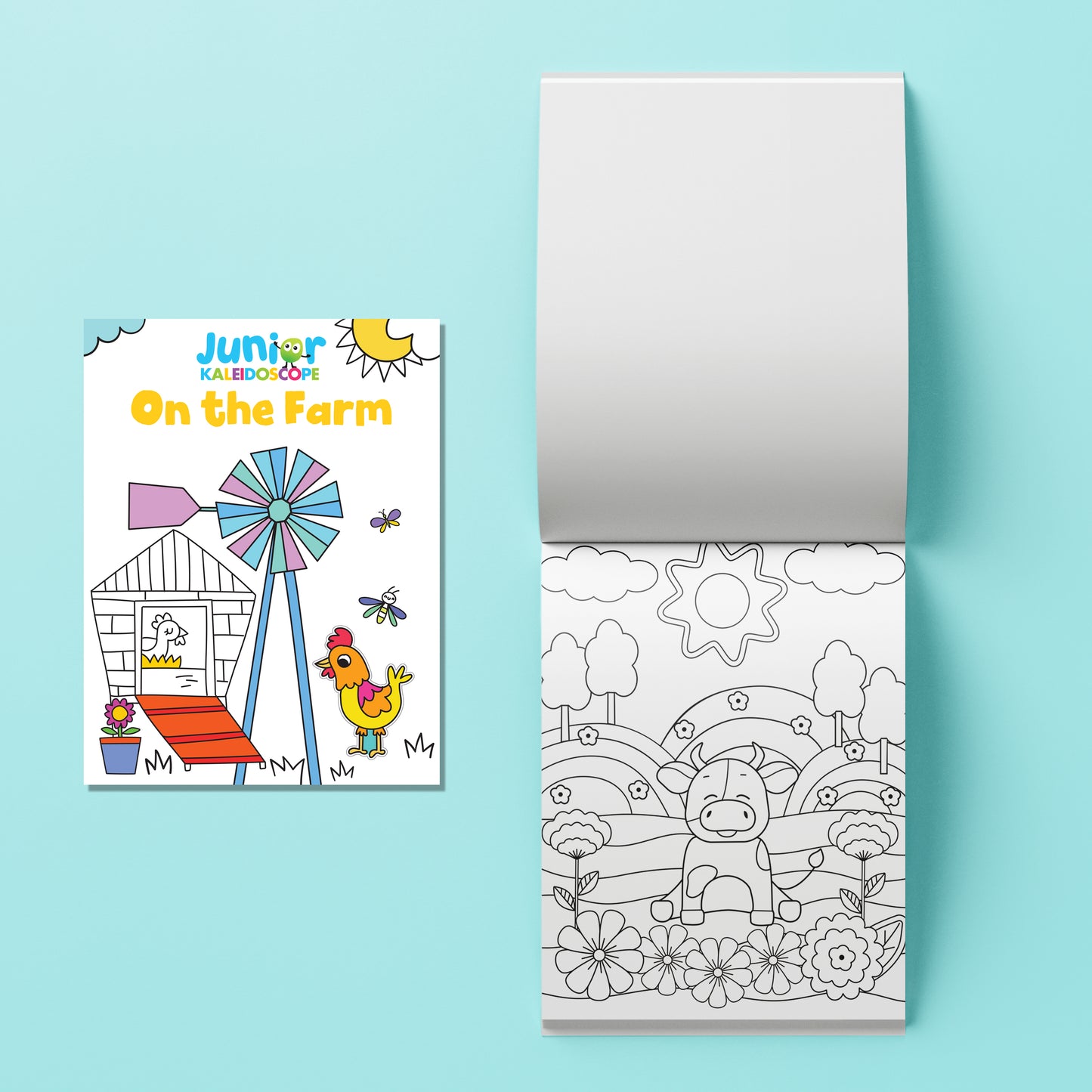 Pale Turquoise Junior Kaleidoscope Colouring Kit - On the Farm Kids Craft Kits