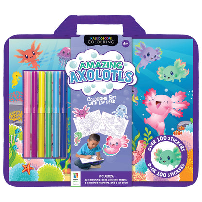Cadet Blue Axolotls and Friends Colouring Set with Lap Desk Kids Activities
