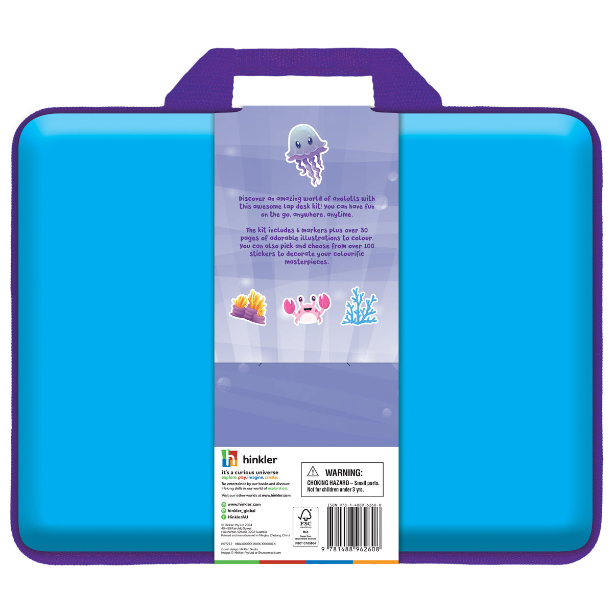 Light Steel Blue Axolotls and Friends Colouring Set with Lap Desk Kids Activities
