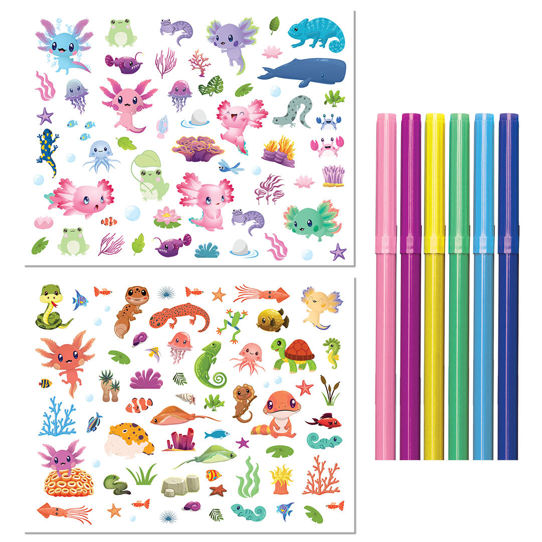 Light Gray Axolotls and Friends Colouring Set with Lap Desk Kids Activities