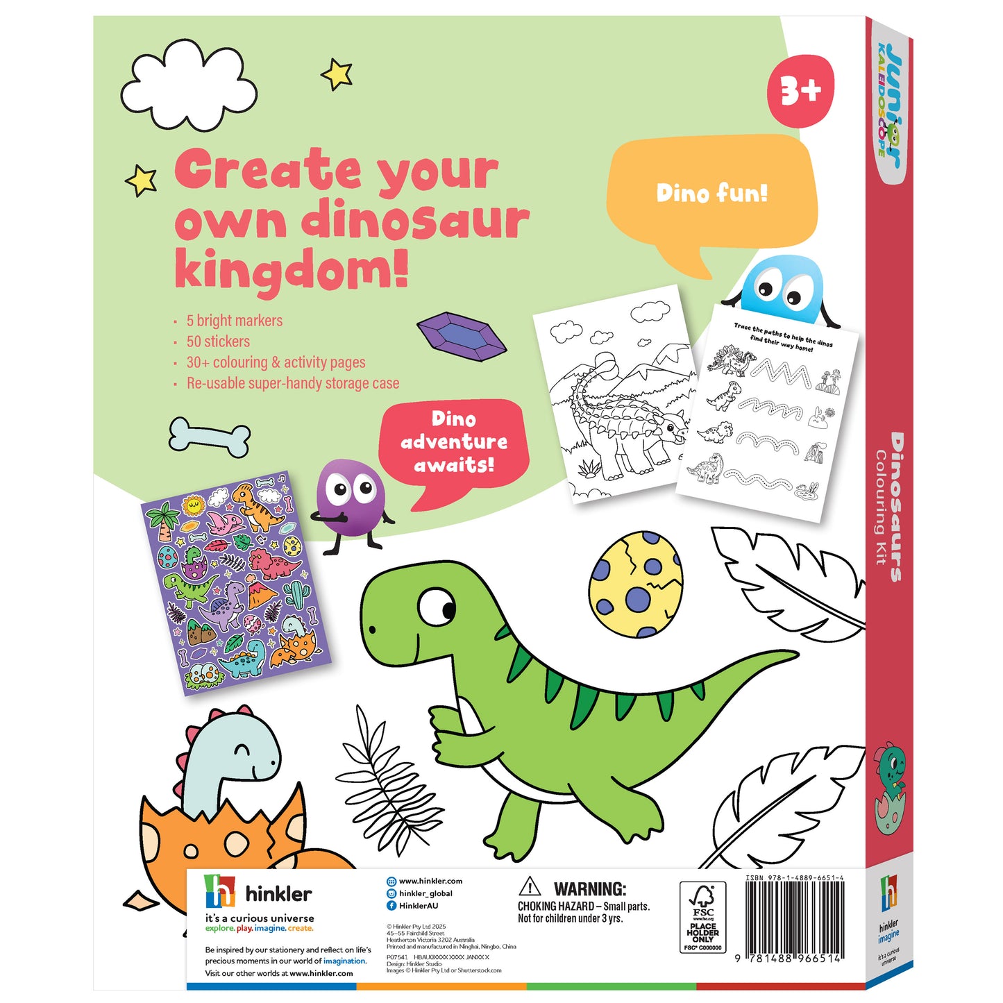 White Smoke Junior Kaleidoscope Colouring Kit - Dinosaurs Kids Craft Kits
