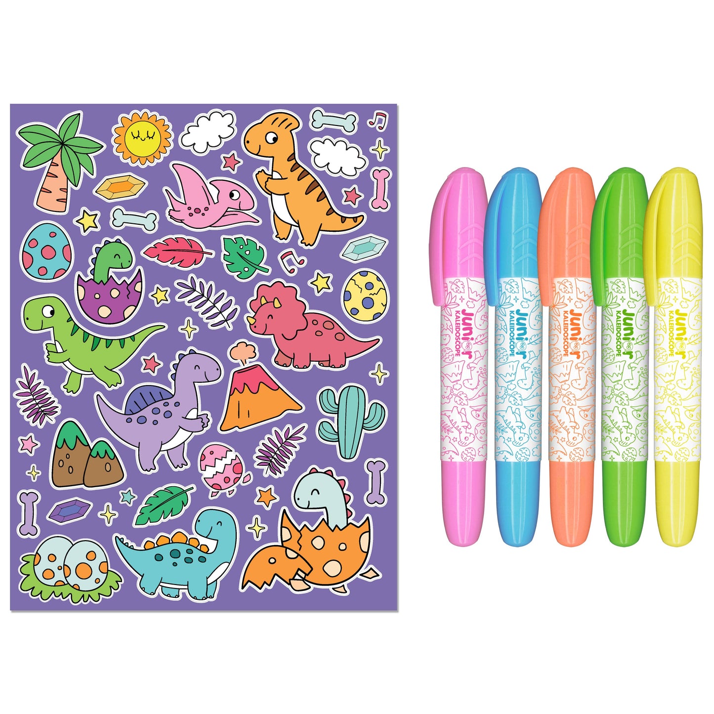 White Smoke Junior Kaleidoscope Colouring Kit - Dinosaurs Kids Craft Kits