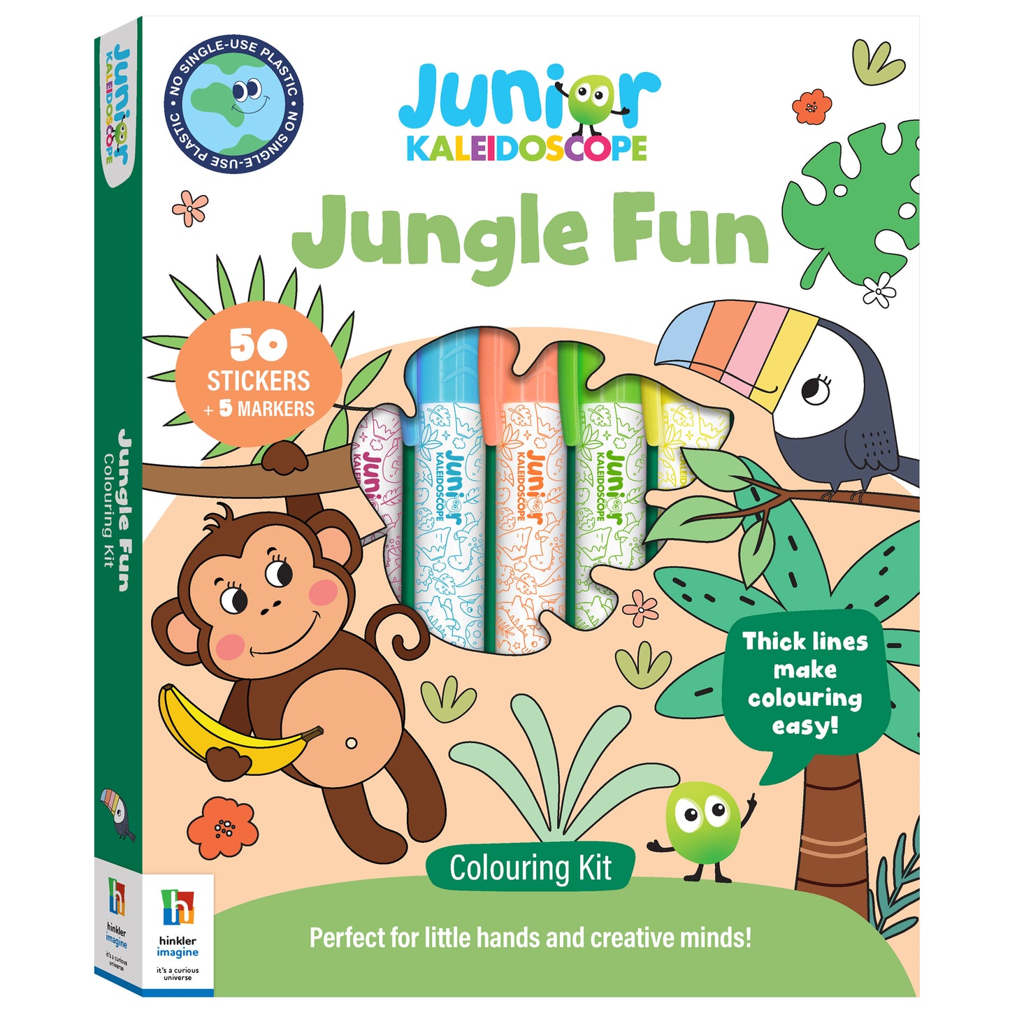 White Smoke Junior Kaleidoscope Colouring Kit - Jungle Fun Kids Craft Kits