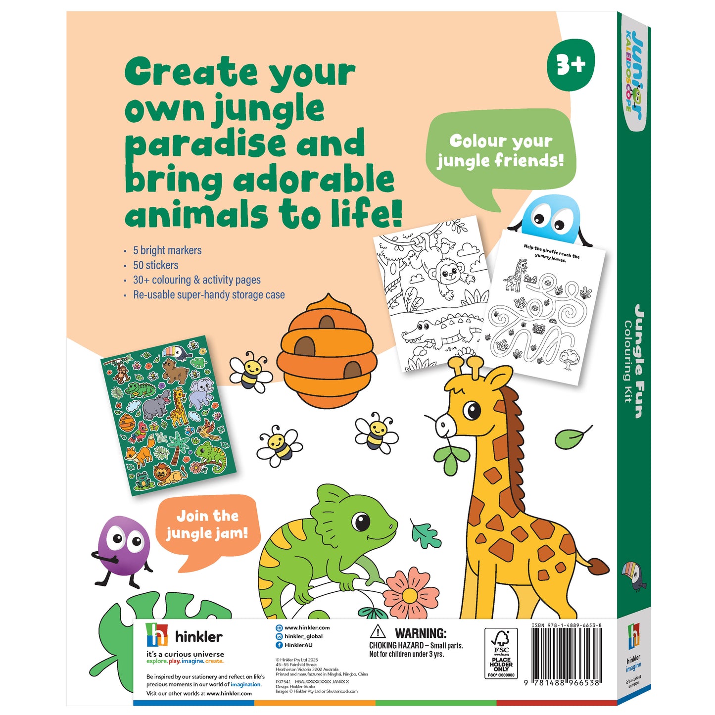 White Smoke Junior Kaleidoscope Colouring Kit - Jungle Fun Kids Craft Kits