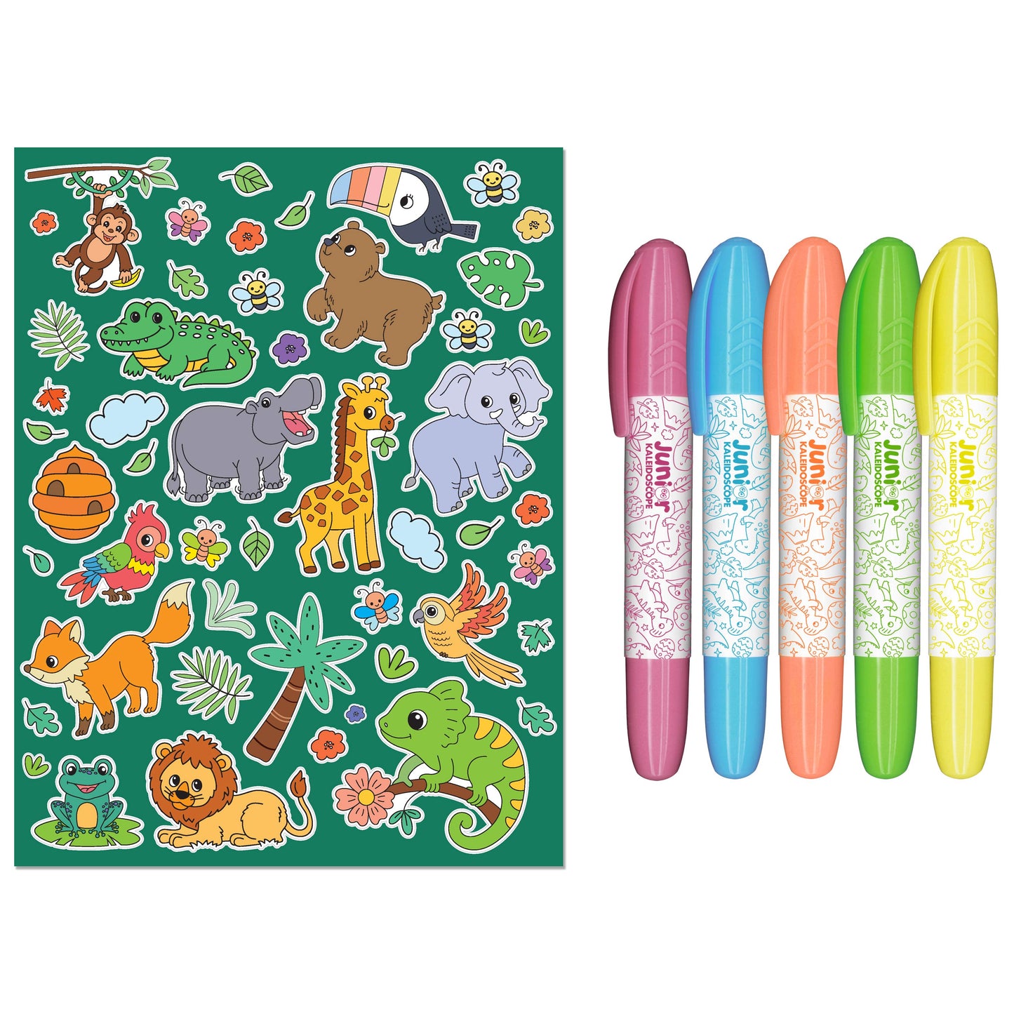 White Smoke Junior Kaleidoscope Colouring Kit - Jungle Fun Kids Craft Kits