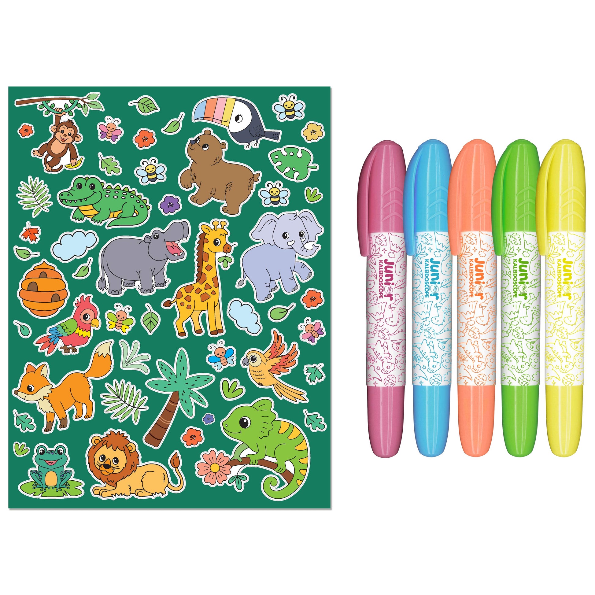 White Smoke Junior Kaleidoscope Colouring Kit - Jungle Fun Kids Craft Kits