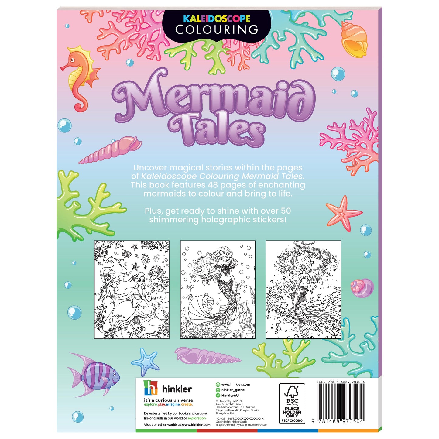 Light Blue Kaleidoscope Sticker Colouring - Mermaid Tales Kids Craft Kits
