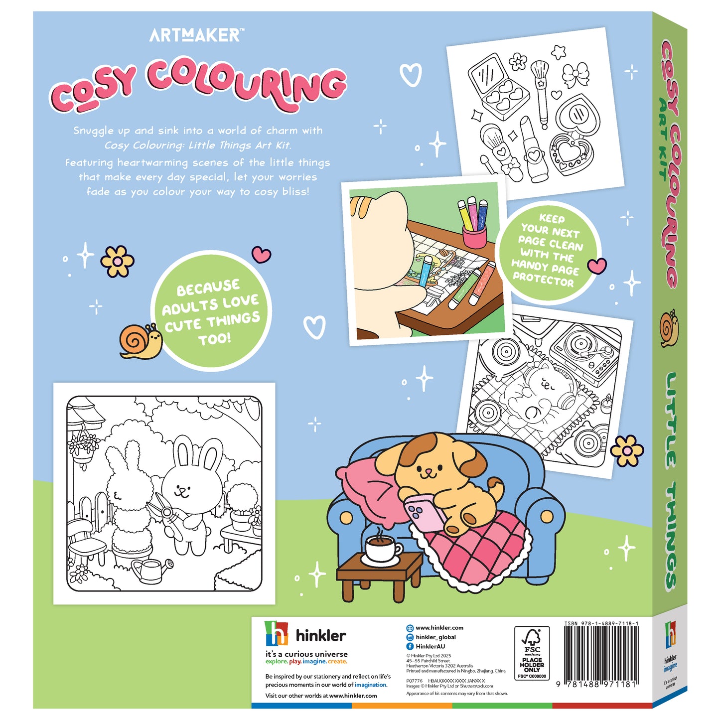 Light Steel Blue Cosy Colouring Art Kit - Little Things Kids Craft Kits