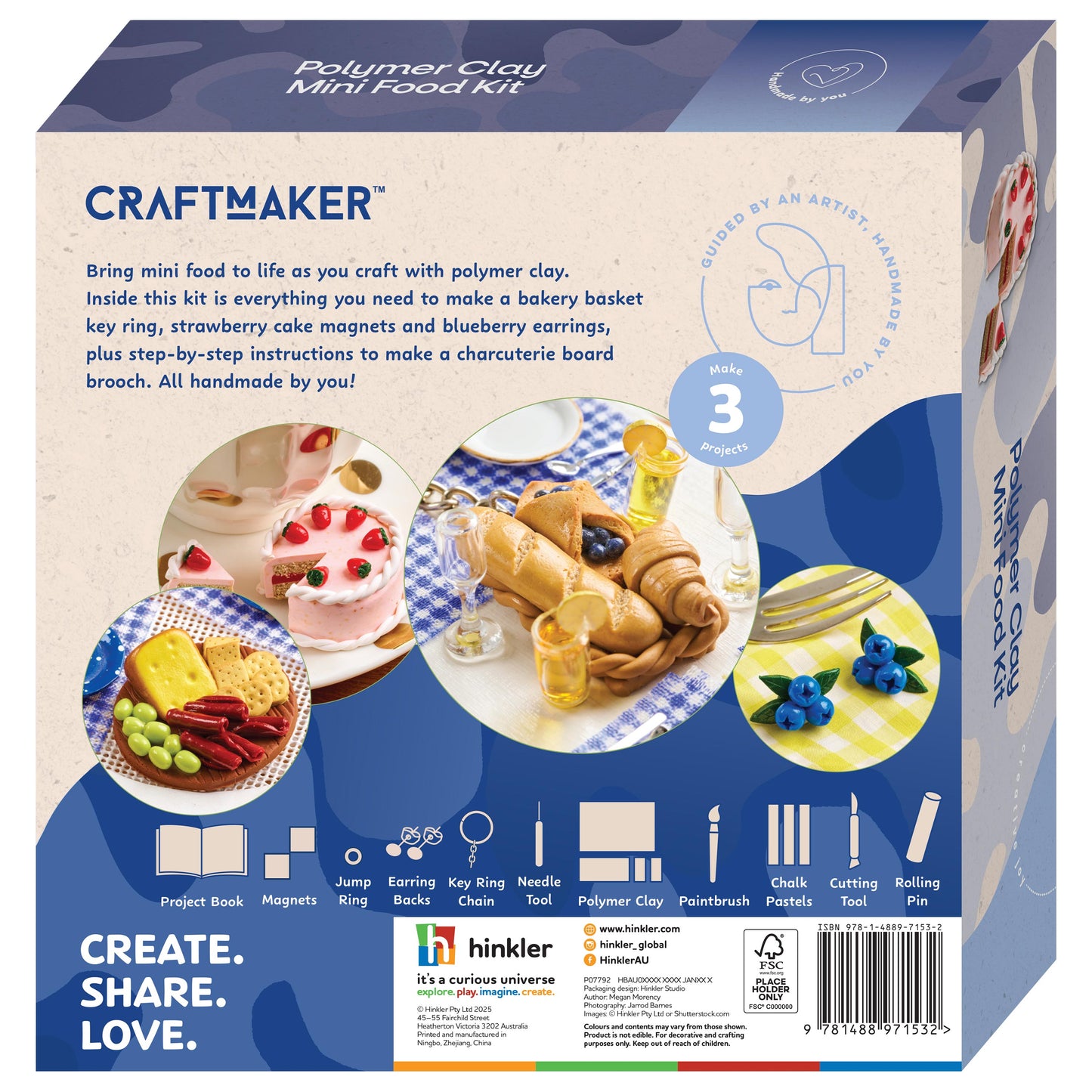 Antique White Craft Maker Polymer Clay Mini Foods Kit Clay