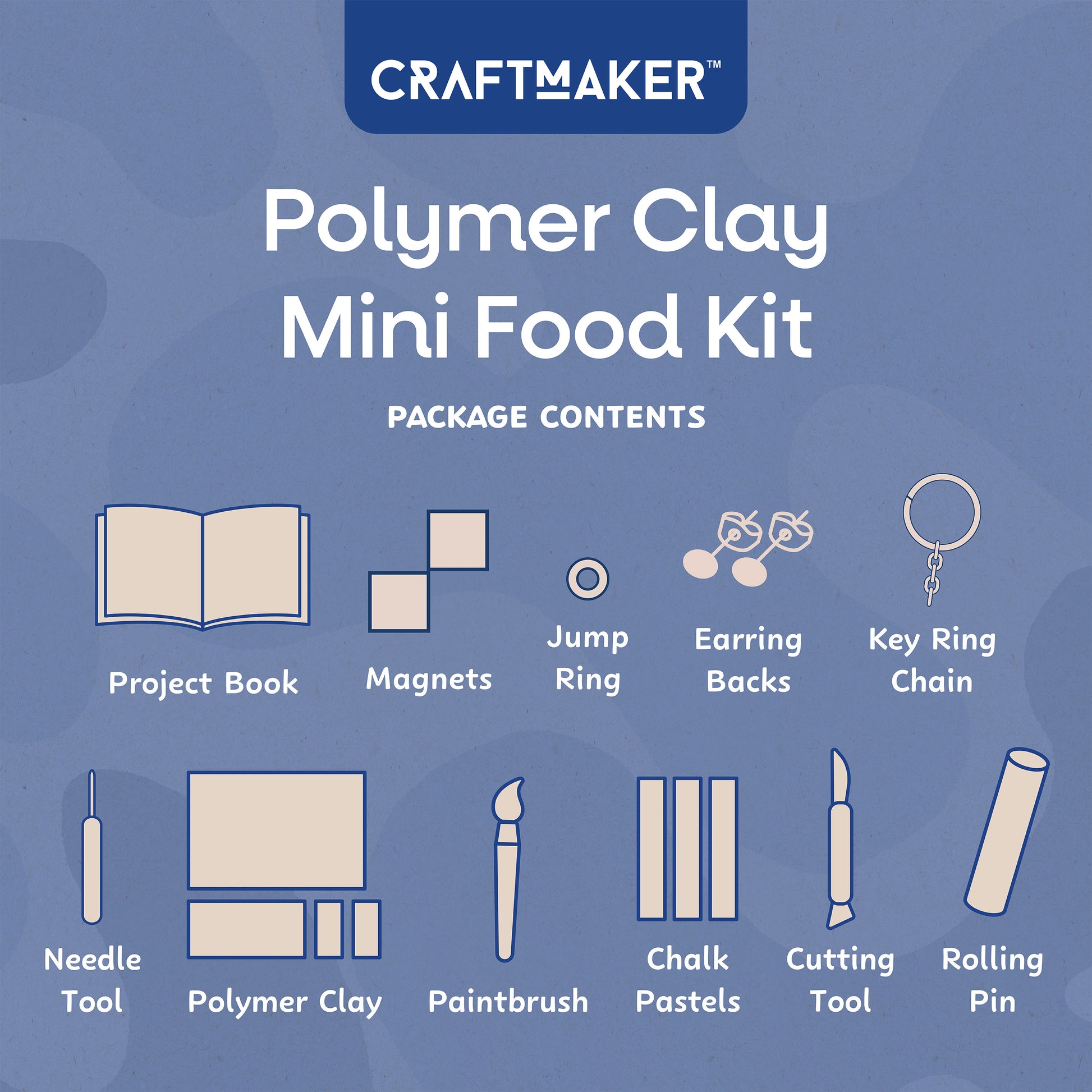 Light Slate Gray Craft Maker Polymer Clay Mini Foods Kit Clay
